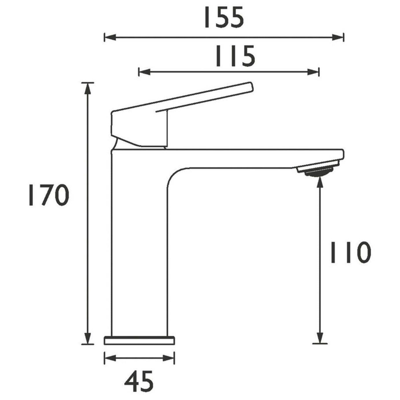 Bristan Bathroom Sink Tap Frammento Single Lever Mono Basin Mixer Black 170mm - Image 5