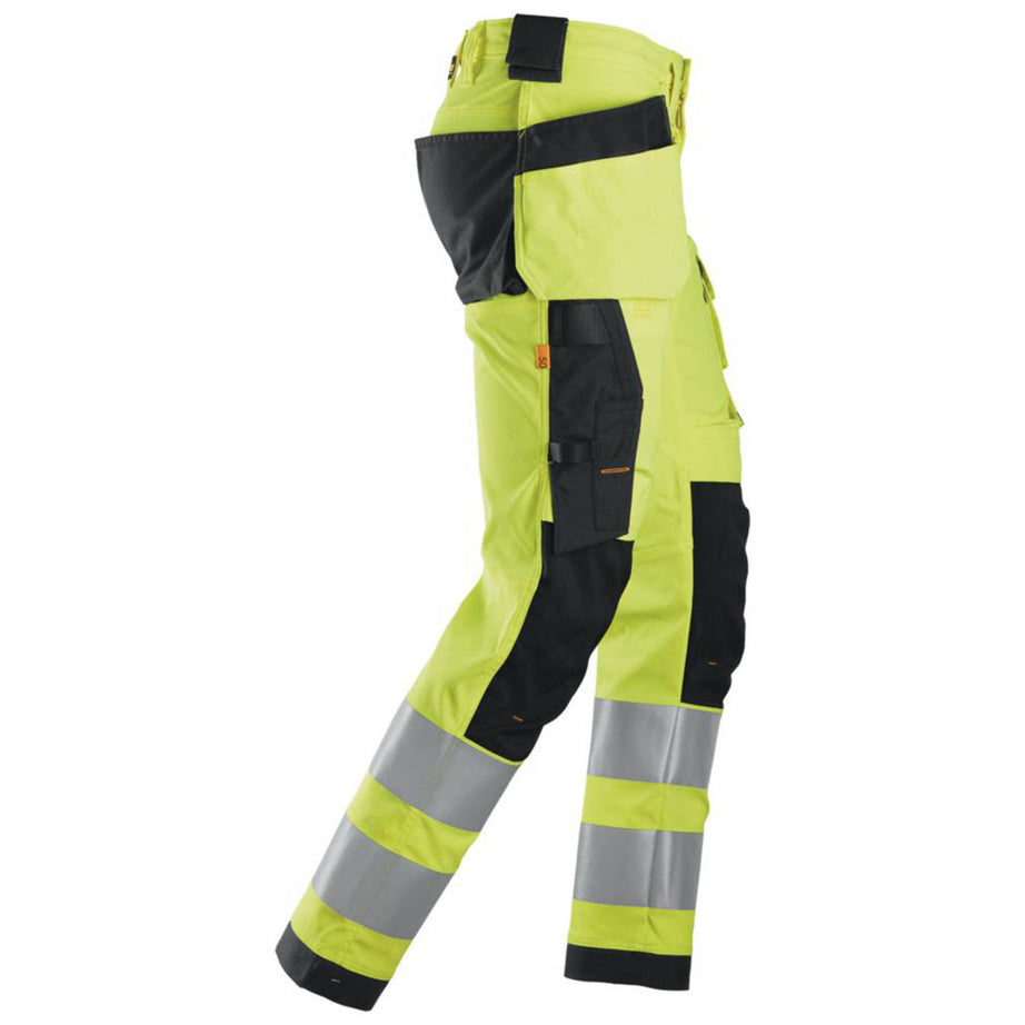 Snickers Hi-Vis Work Trousers Mens Slim Fit Yellow Multi Pockets 44"W 32"L - Image 2