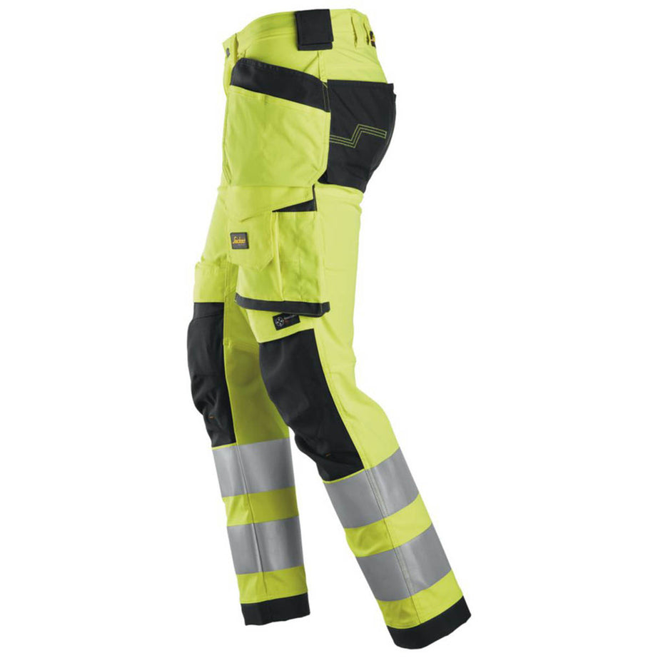 Snickers Hi-Vis Work Trousers Mens Slim Fit Yellow Multi Pockets 44"W 32"L - Image 3