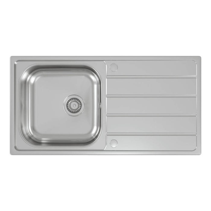 Kitchen Sink Inset and Tap Set 1 Bowl Stainless Steel Brushed Lever 965 x 500mm - Image 2