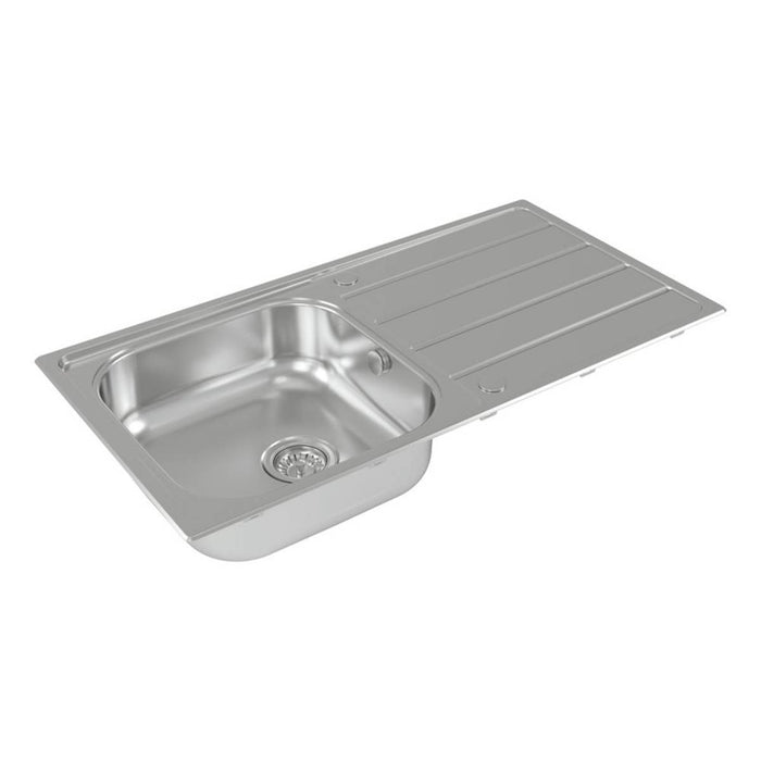 Kitchen Sink Inset and Tap Set 1 Bowl Stainless Steel Brushed Lever 965 x 500mm - Image 4