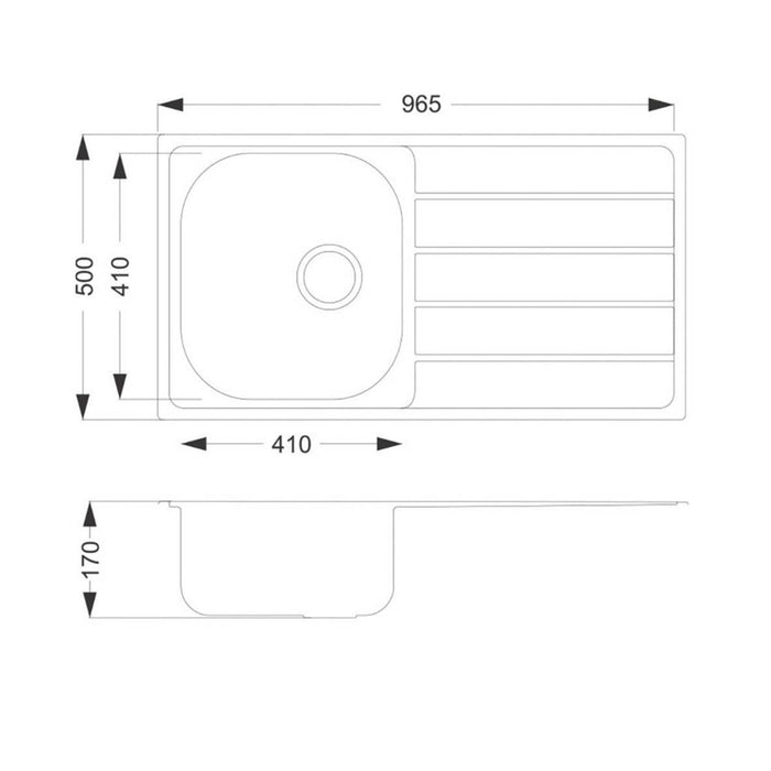 Kitchen Sink Inset and Tap Set 1 Bowl Stainless Steel Brushed Lever 965 x 500mm - Image 6