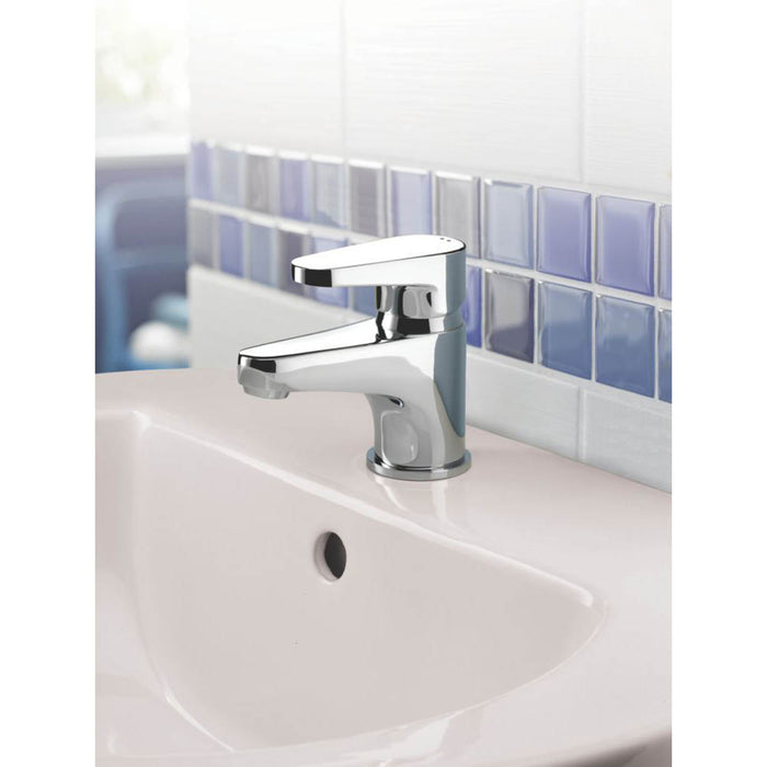 Bathroom Tap Basin Mono Mixer With Clicker Waste Chrome Plated Brass Modern - Image 4