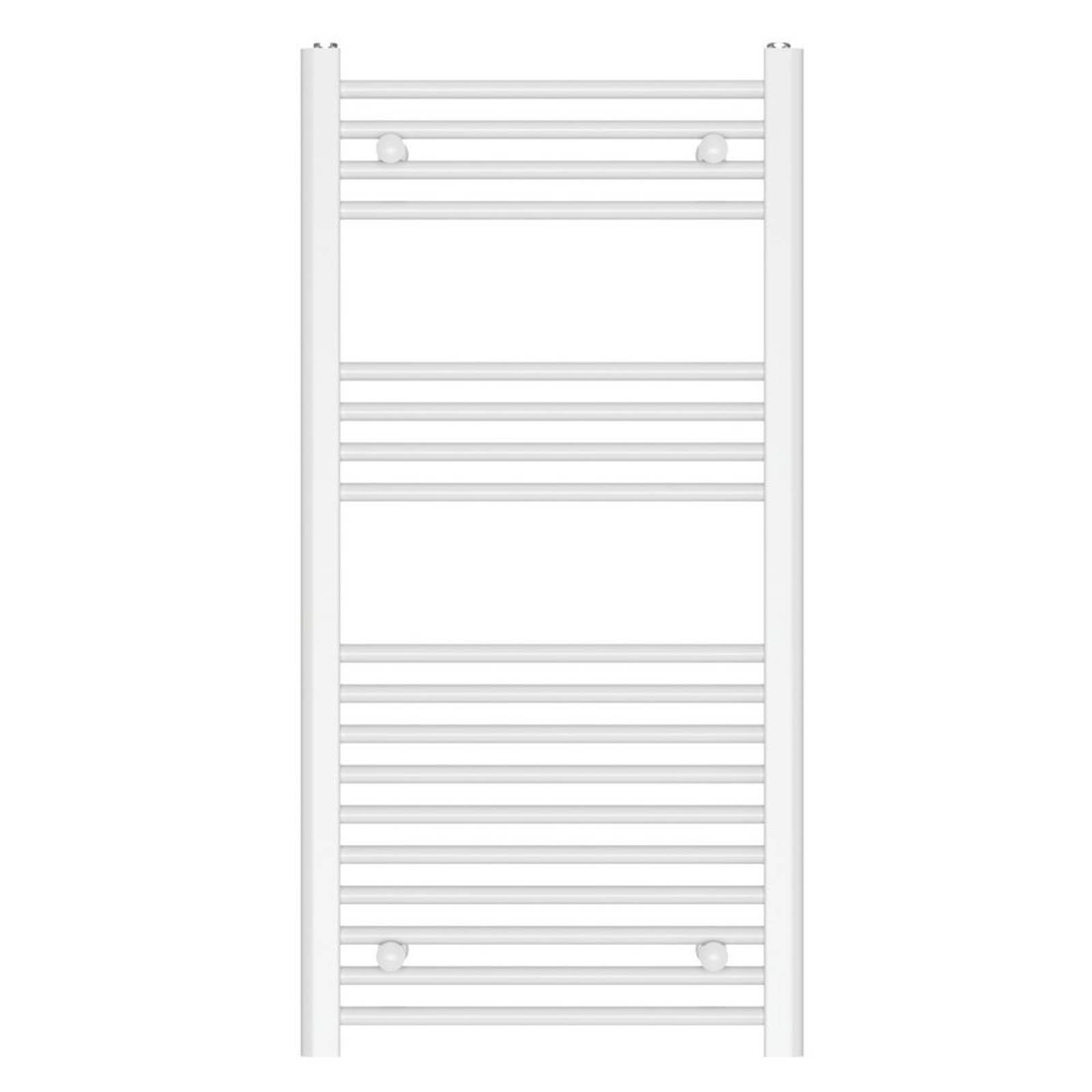Towel Rail Radiator White Steel Bathroom Warmer Ladder Flat (H)100x(W)50cm - Image 1
